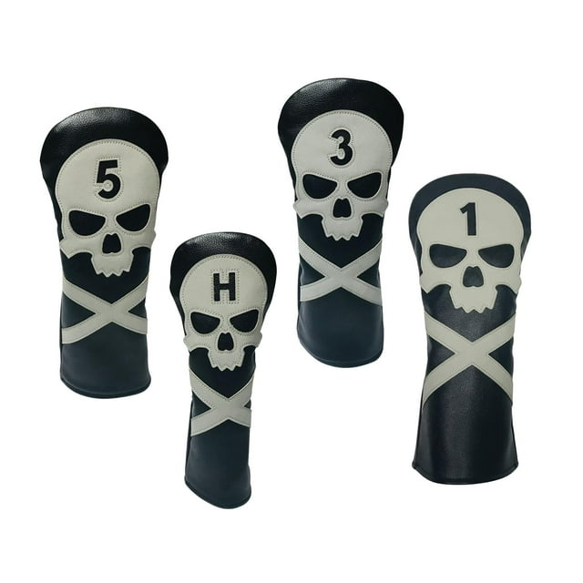4PCS Golf Driver Head Cover Skull . degree Etiqueta Anti-Scratch Clubs Estuche Estuche Elegante Conductores Headcover Sl