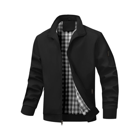 Colsmile Men's Bomber Jacket, Lightweight Casual Zip Up Windbreaker with Plaid Lining