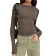 thumbnail image 2 of Gubotare Long Sleeve Shirts for Women Business Casual Tops Fall Fashion Clothes Workout Plus Size Teacher School Outfits 2025 Long Sleeve Tops for Women (Khaki,XS), 2 of 5