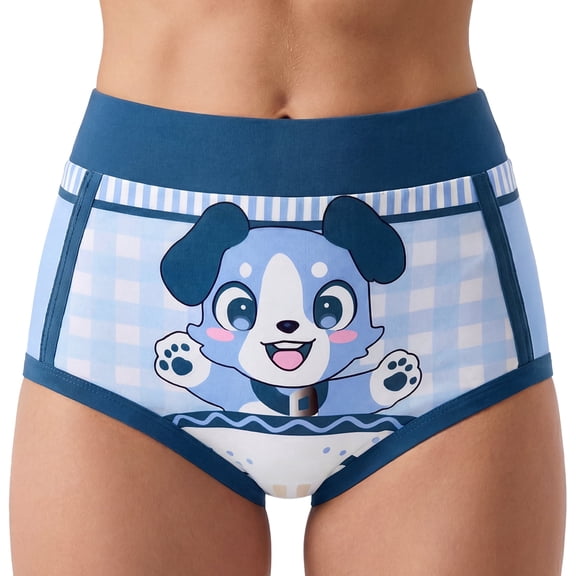LittleForBig Soft Silky Underwear Comfortable Washable Reusable Waterproof Adult High-Waisted Briefs Training Pants - Little Blue XS