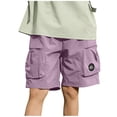 thumbnail image 2 of ITSAME Boys Cargo Shorts, Elastic Waist with Pockets Quick-Dry Summer Fashion Casual Shorts Purple Size 11-12, 2 of 8