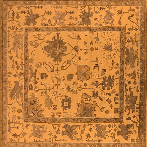 Ahgly Company Indoor Square Oriental Orange Industrial Area Rugs, 8' Square