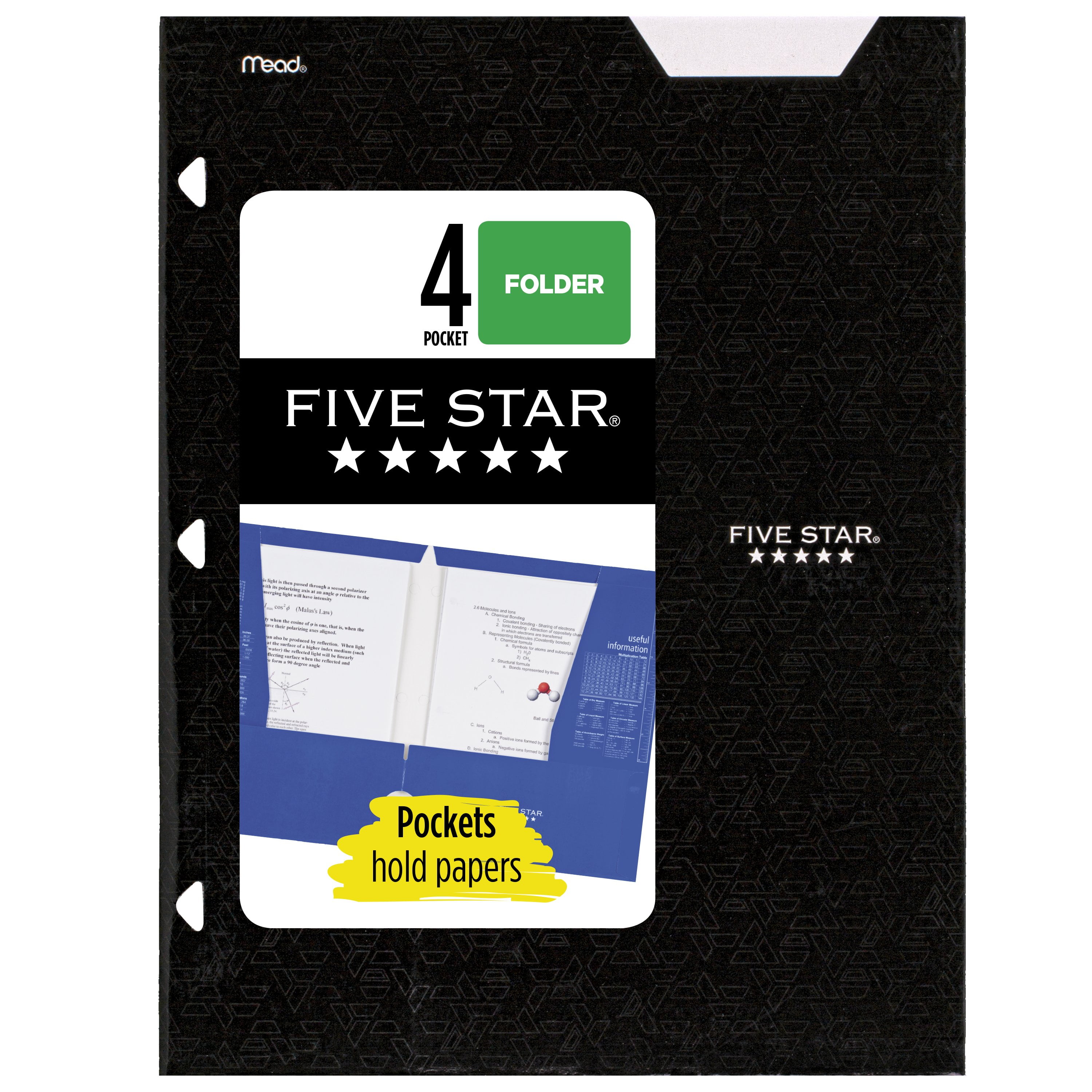 (19 pack) Five Star 4-Pocket Paper Folder, Black
