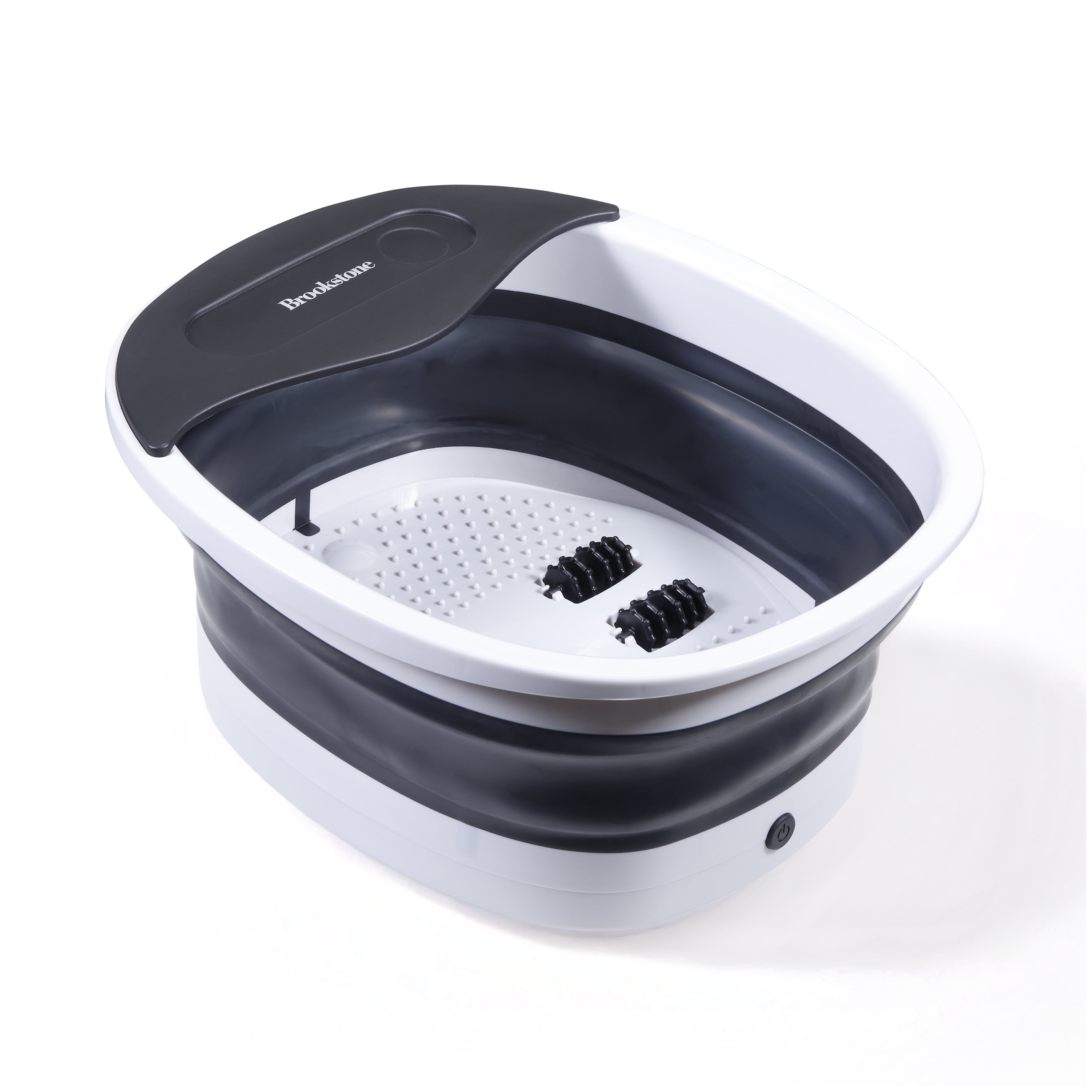 Brookstone Collapsible Electric Footbath with 4 Massage Rollers, Vibration Massage, Pumice Stone & Red Light Spa – Portable Foot Spa