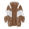 thumbnail image 3 of Tiqkatyck Womens Clothes Clearance Autumn and Winter Loose Plush Multi Color Panel Hooded Coat for Women Womens Tops M, 3 of 5