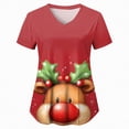 thumbnail image 4 of Towmus Womens Christmas Scrub Tops Funny Print V Neck Short Sleeve Shirts Stretch Anti Wrinkle Nursing Uniform with Pockets, 4 of 5