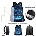 thumbnail image 6 of Binienty Blue Lightning Dinosaur 17 Inch School Backpack With Front Zipper Pocket Side Mesh Pouches Durable Bookbag For Teens Daily Class Travel Supplies Storage Bag, 6 of 6