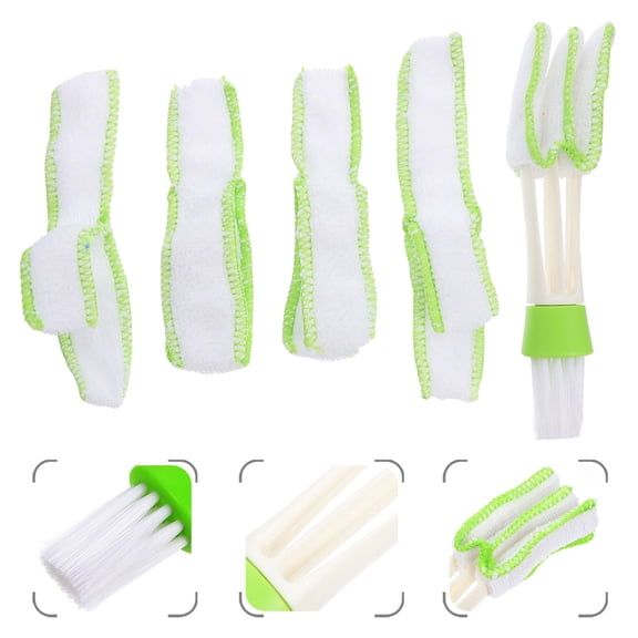 KONTONTY White Microfiber Car Interior Cleaning Brush with 3 Flexible Arms and Extra Replacement Sleeves for Easy Detailing