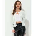 thumbnail image 3 of Chaqueta corta con parte delantera abierta y manga larga con lentejuelas brillantes para mujer Plata S, 3 of 6