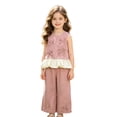 thumbnail image 4 of Gyexs 5T Girls Clothes Sleeveless Bow Crop Top Wide Leg Linen Pants 2026 Summer Cute Clothes #08 Pink 5-6 Years, 4 of 7