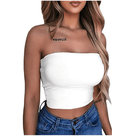 

BeQeuewll Women s Striped Corset Tube Crop Vest Sling Top