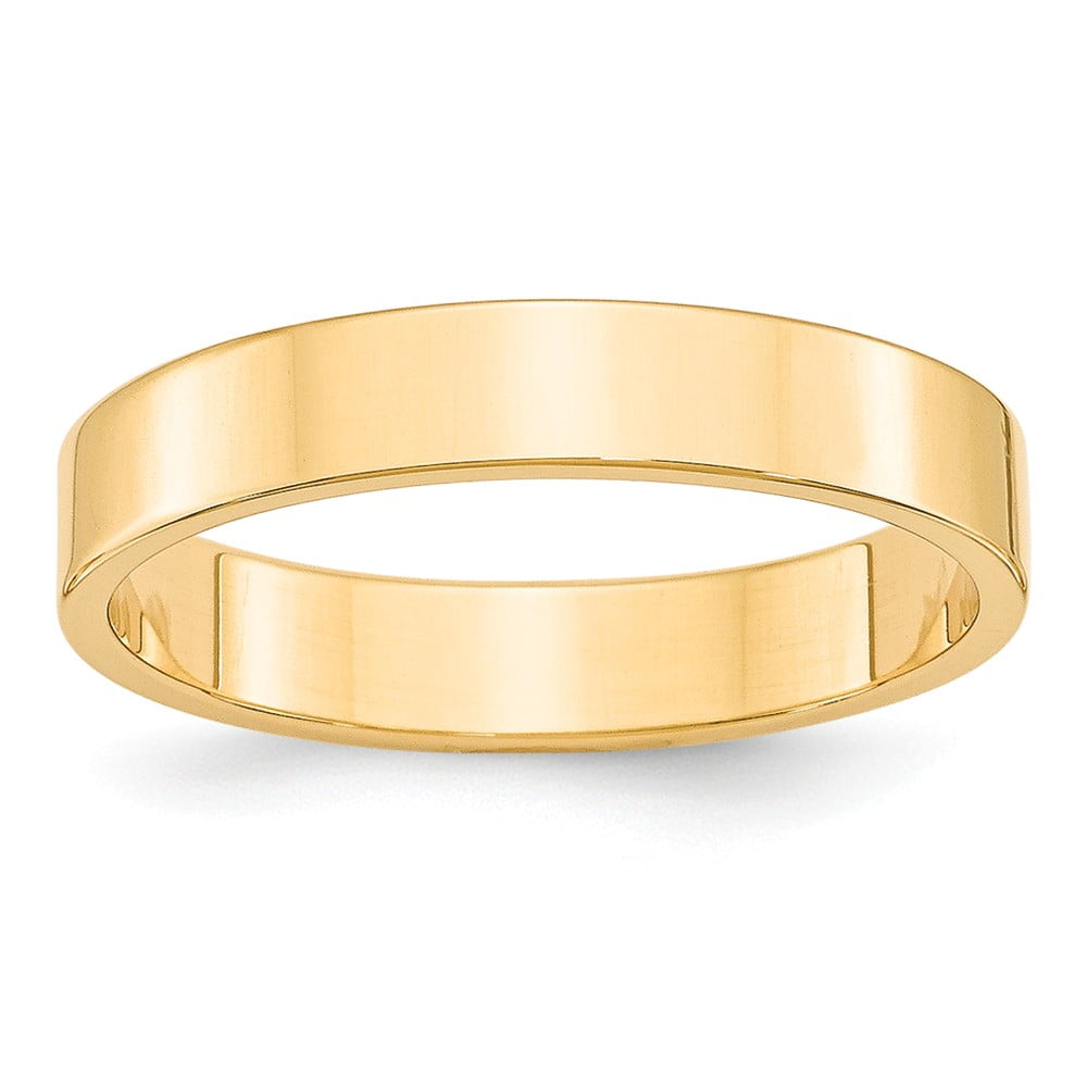 14k Yellow Gold 4mm Classic Plain Flat Wedding Band Ring