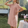 thumbnail image 3 of Formal Dresses Women, Smocked Casual Round Neck Loose Double Layer Short Sleeve Swiss Dot Lace Short Sundress Graduation Maternity Sweater Dress Women Semi Dresses Cocktail (S, Pink) ZMTing, 3 of 4