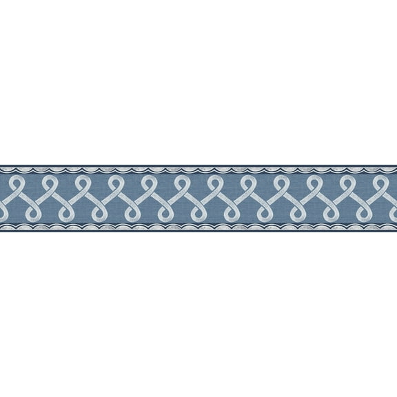 Chesapeake Scalloped Ribbon Blue Trim Wall Border
