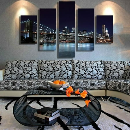 Picture Of New York City Moaere Artwork Abstract Landscape Pictures Printed New York City Canvas Print for Home Office Decorations ()
