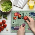 thumbnail image 3 of United States Cutting Board, Newspaper New York Sketchy of Liberty and Texts Lipstick Vintage, Decorative Tempered Glass Cutting and Serving Board, Large Size, Multicolor, by Ambesonne, 3 of 5