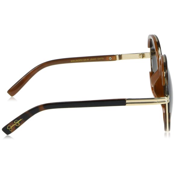 Jessica Simpson Women's J5443 Oxts Non-Polarized Iridium Round Sunglasses Black Tortoise 68 mm