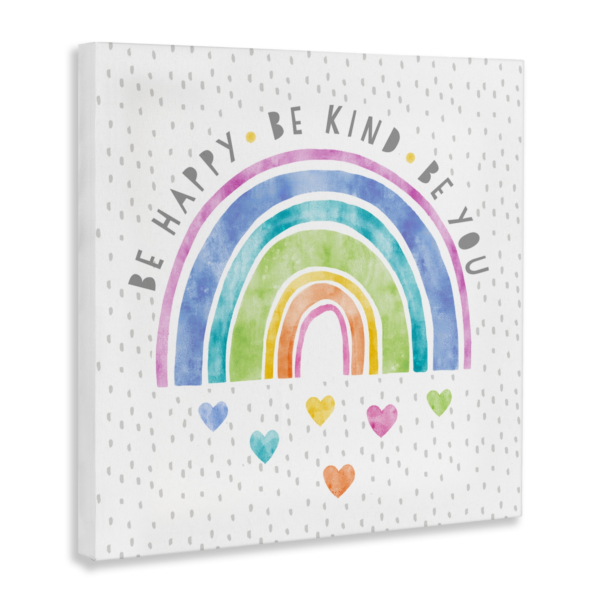 Stupell Industries Be You Hearts & Rainbow Canvas Wall Art, design by Suzanne Nicoll