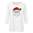 thumbnail image 4 of Gamivast Christmas Tunic Tops for Women Holiday 3/4 Length Sleeve Merry Christmas Shirt Santa Graphic Trendy Tee Tops Xmas Party Crew Neck Winter Fashion Pullover 3XL, 4 of 5