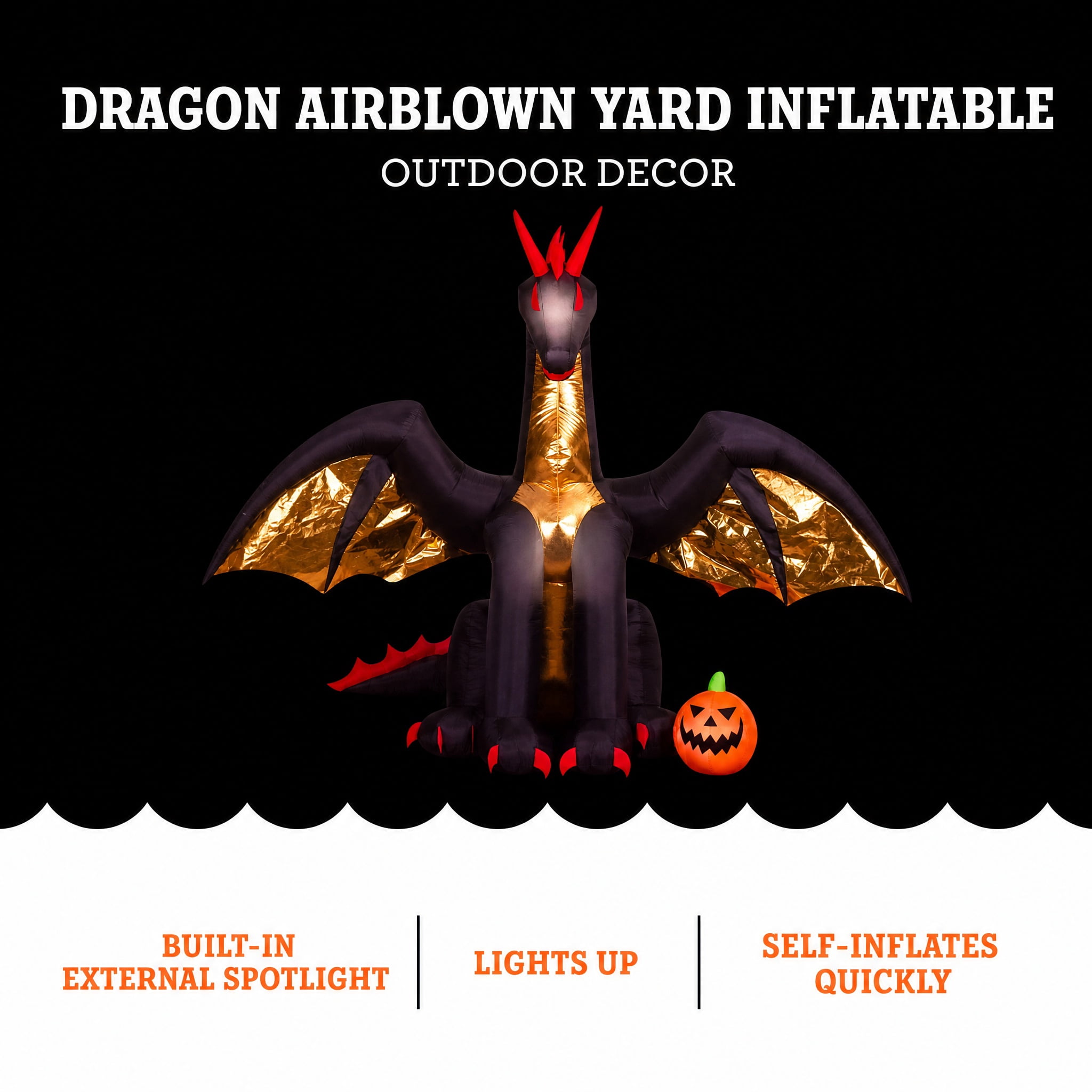 Dragon Airblown Yard Inflatable, Multicolor, 7.5', Halloween by Way To Celebrate