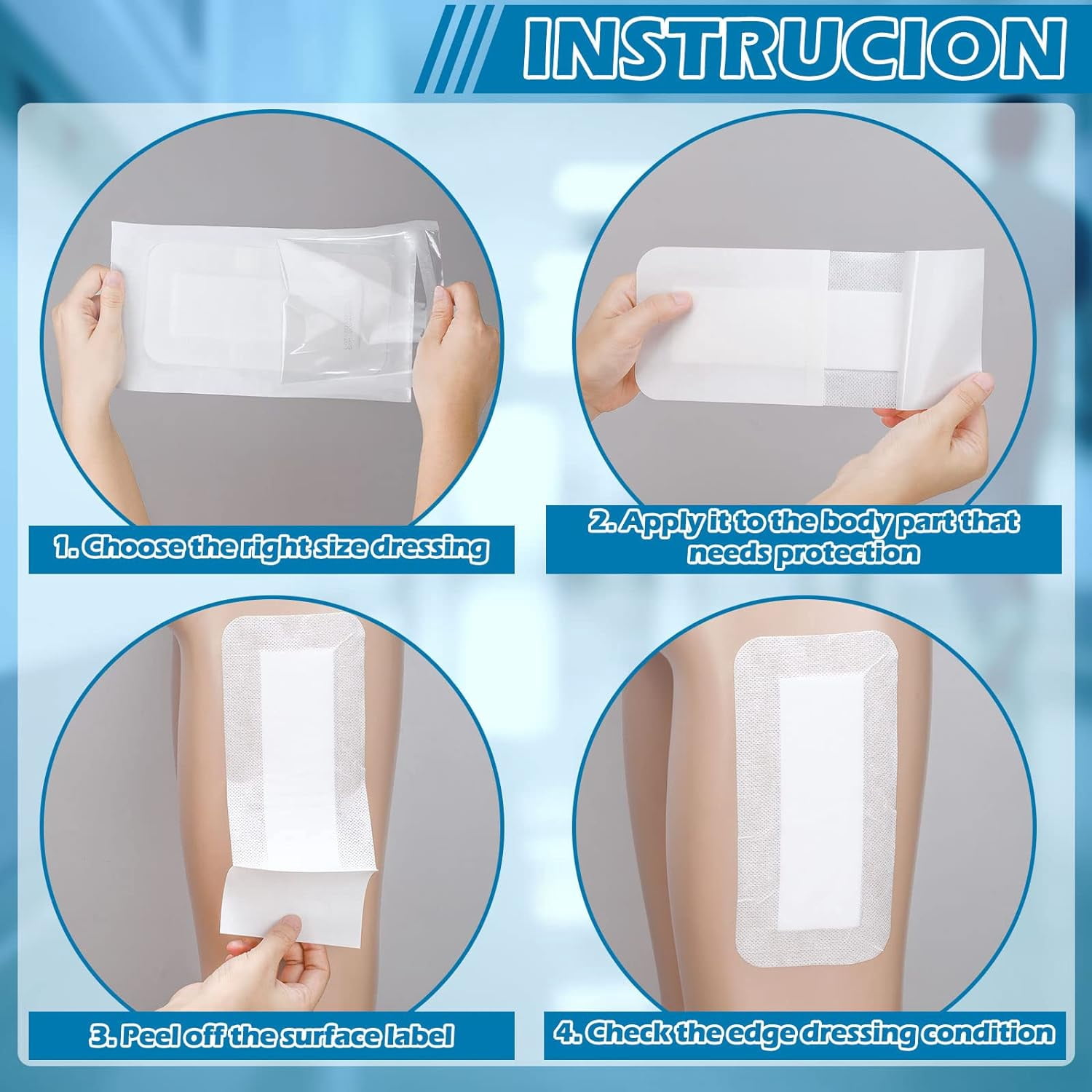 50 Pieces Island Dressing Bordered Gauze Wound Care Bandage with Adhesive Border Wound Bandage Pads Waterproof Breathable Individually Wrapped Bandages Non-Stick Central Pad(4 x 8 Inch)