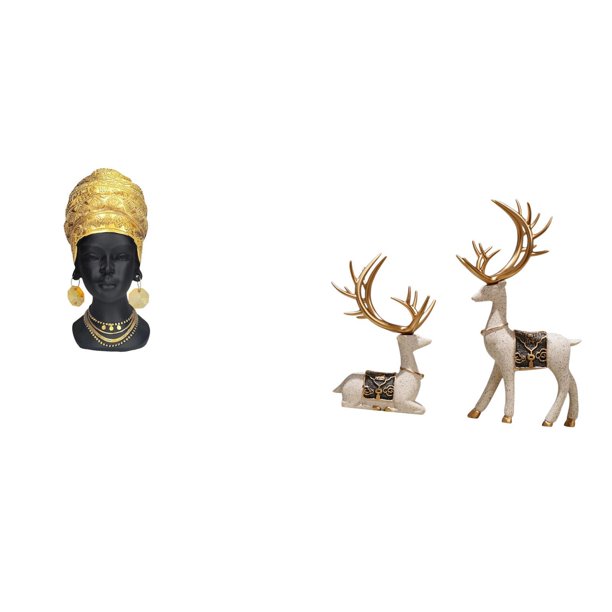 Estatua de mujer africana,Estante de oficina con estatua de mujer africana,Estatua de alce y ciervo,Figuras de alce y ciervo,decoración del hogar,estatuas de resina,Estatua de escultura