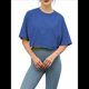thumbnail image 1 of Top Corto Holgado de Corta para Mujer, Cuello Redondo, Hombros Caídos, Informal, Estilo Cuadrado, para Yoga, Correr, Corto Azul S, 1 of 8