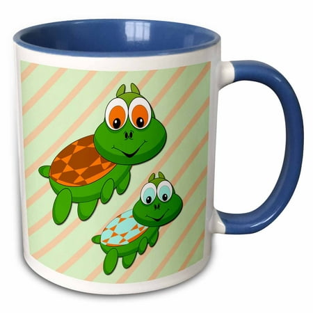 3dRose Cute turtles. Blue. Kids decor. Popular image. Best seller. - Two Tone Blue Mug,