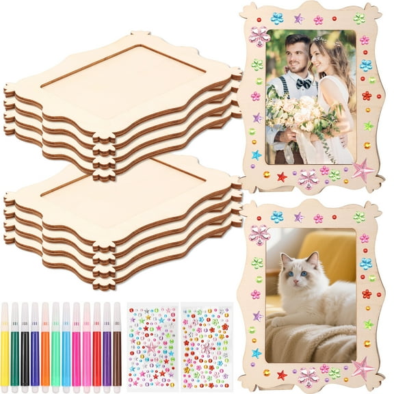 10Pcs DIY Wood Picture Frame Smooth Surface Unfinished Photo Frame for DIY Project School Craft Home Decoration