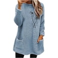 thumbnail image 1 of Pisexur Sweatshirts pour Femmes en Polaire Douce Hiver Chaud Manches Longues Col Rond Chandail en Molleton Mode Imprimé Floral Chandail Décontracté Surdimensionné Thermique avec Poches, 1 of 3