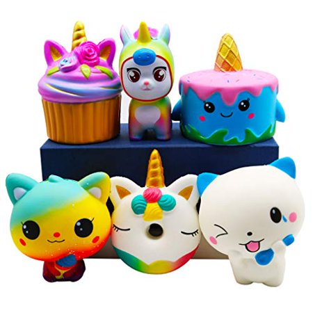 Yoaushy 6 Pack Squishies Jouets Ensemble Lente Rising Jumbo Licorne Gateau Donut Chat Squishy Pour Enfants Cadeau D Anniversaire De Noelparty Faveur Boite Au Tresor Prix De La Salle De Classe Walmart
