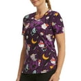 thumbnail image 3 of Scrubstar Women's Sanrio Hello Kitty Night Forest V-Neck Print Scrub Top, 3 of 7