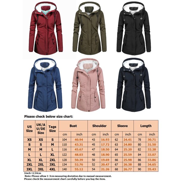 Avamo Women Parka Coat Fleece Lining Hooded Jacket Long Sleeve