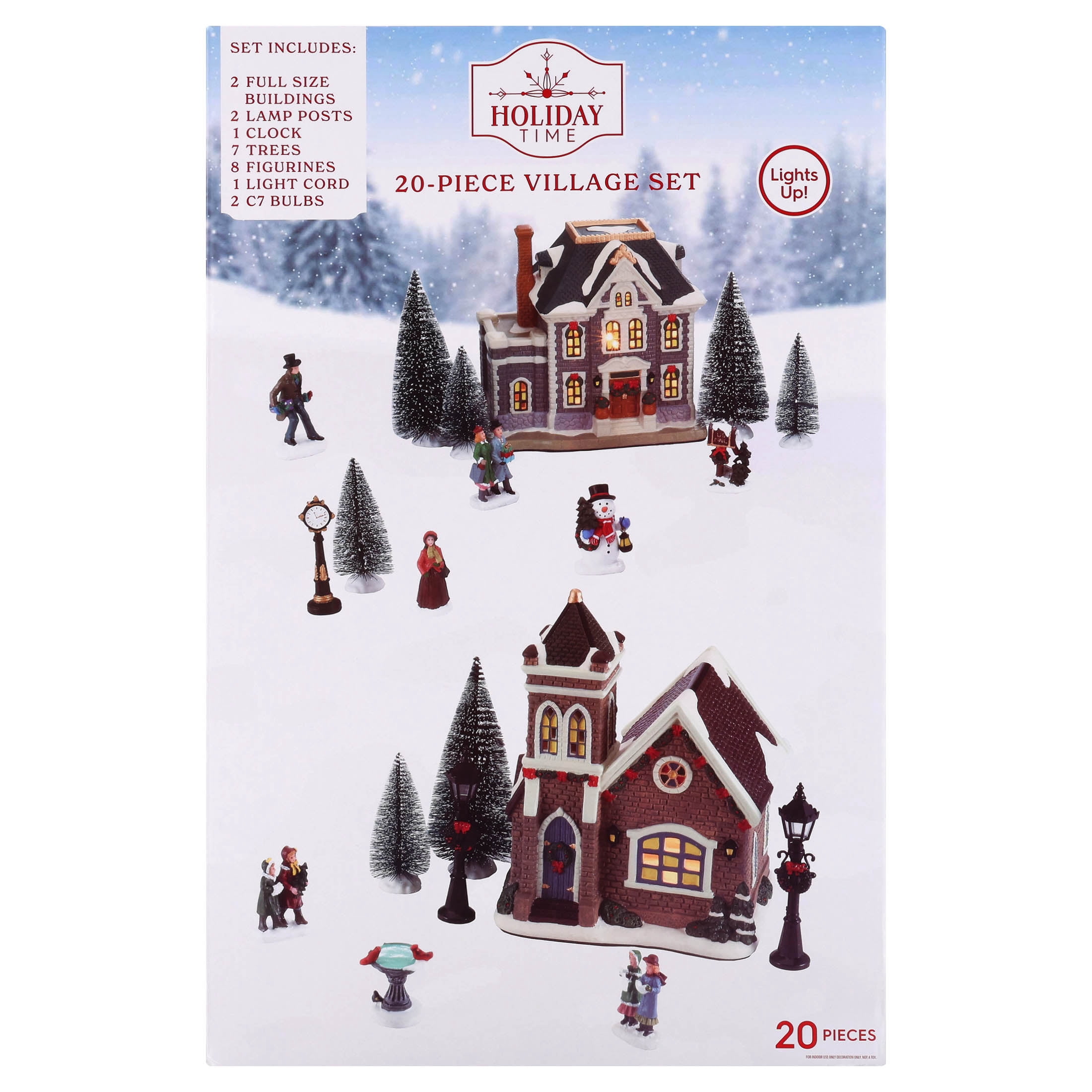 20-Piece Light-Up Christmas Village Set, Multicolor, by Holiday Time