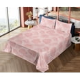 thumbnail image 4 of Ambesonne Tropical Leaves Fitted & Flat Sheet with Shams 4 Pcs Set, Boho Exotic Jungle, Queen, Pale Pink and Rose, 4 of 5