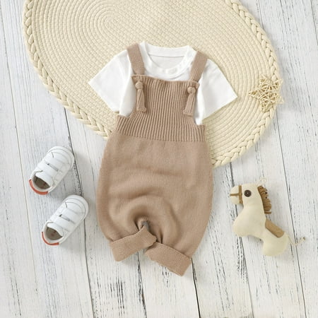 

Vedolay Jumpsuit For Boy Boys Summer Zipper Up Ribbed Romper Short Sleeve One Piece Bodysuits Khaki 0-3 Months