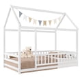 thumbnail image 4 of Leumius Twin Size Floor Bed with House Roof Frame, Fence Guardrails Montessori Floor Bed for Boys Girls White, 4 of 7
