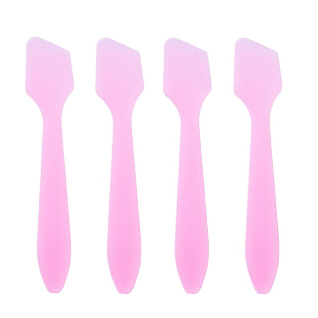 ericotry 100 piezas de plástico desechable mini espátula cosmética cuchara cosmética cuidado de la piel crema facial espátulas para mezclar y muestrear (rosa)