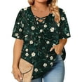 thumbnail image 3 of TQWQT Womens Plus Size Tops Loose Summer Cute T Shirts V Neck Criss Cross Short Sleeve Floral Graphic T-Shirt 4x-5x Casual Tunic Tops XL, 3 of 6