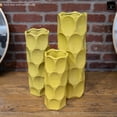 thumbnail image 5 of Gloss Finish Ceramic Round Cylinder Vase with Dimpled Texture – Modern Decorative Flower Vase for Living Room, Bedroom & Office- Yellow, 5 of 7