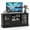 Black, variant on LIVIZA Modern Farmhouse TV Stand for TVs up to 70", Entertainment Center with Storage Cabinet & Glass Door,White