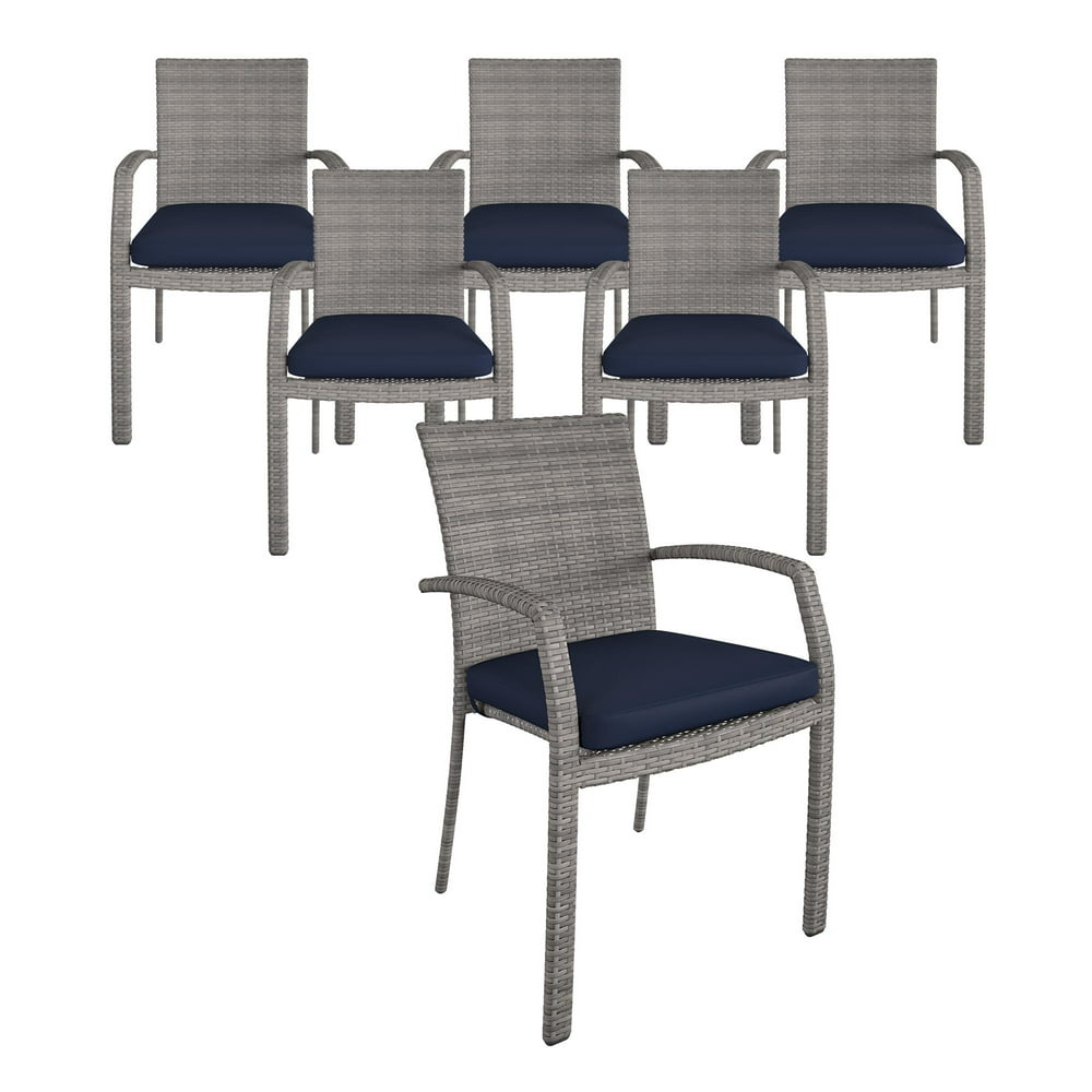 COSCO Outdoor Living Lakewood Ranch Steel and Wicker Dining Chairs with