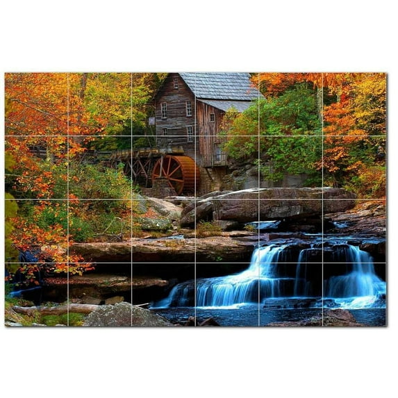 River Ceramic Tile Mural Kitchen Backsplash Bathroom Shower, 401484-M64