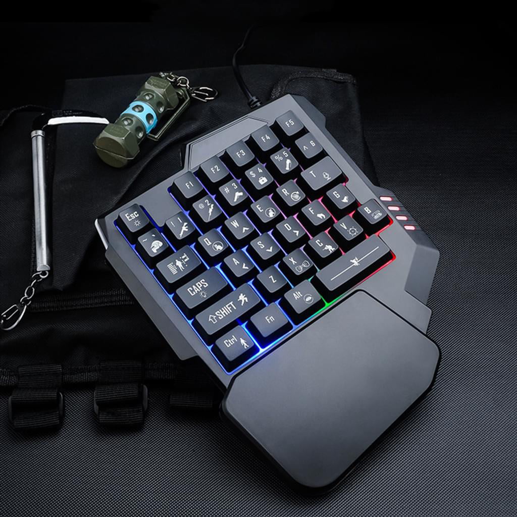 One Handed Gaming Keyboard RGB Backlit, 35 Keys Portable Mini Gaming Keypad  Ergonomic Professional Keyboard, Single Hand Mechanical Gaming Keyboard  with Wrist Rest Support for LOL/PUBG/MOBA/MMO/FPS 