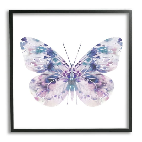 Stupell Industries Delicate Purple Butterfly Wings Pebbled Watercolor Effect Framed Wall Art, 12 x 12, Design by Leah Straatsma