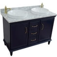 thumbnail image 5 of 49 in. Double Wooden Vanity Blue with White Carrara Round Sink, 5 of 12