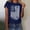 Dark Blue, variant on Women's Sports Casual Print Tee Short Sleeve Turndown Shirt for Vacation Outdoor Streetwear(Red,5XL)