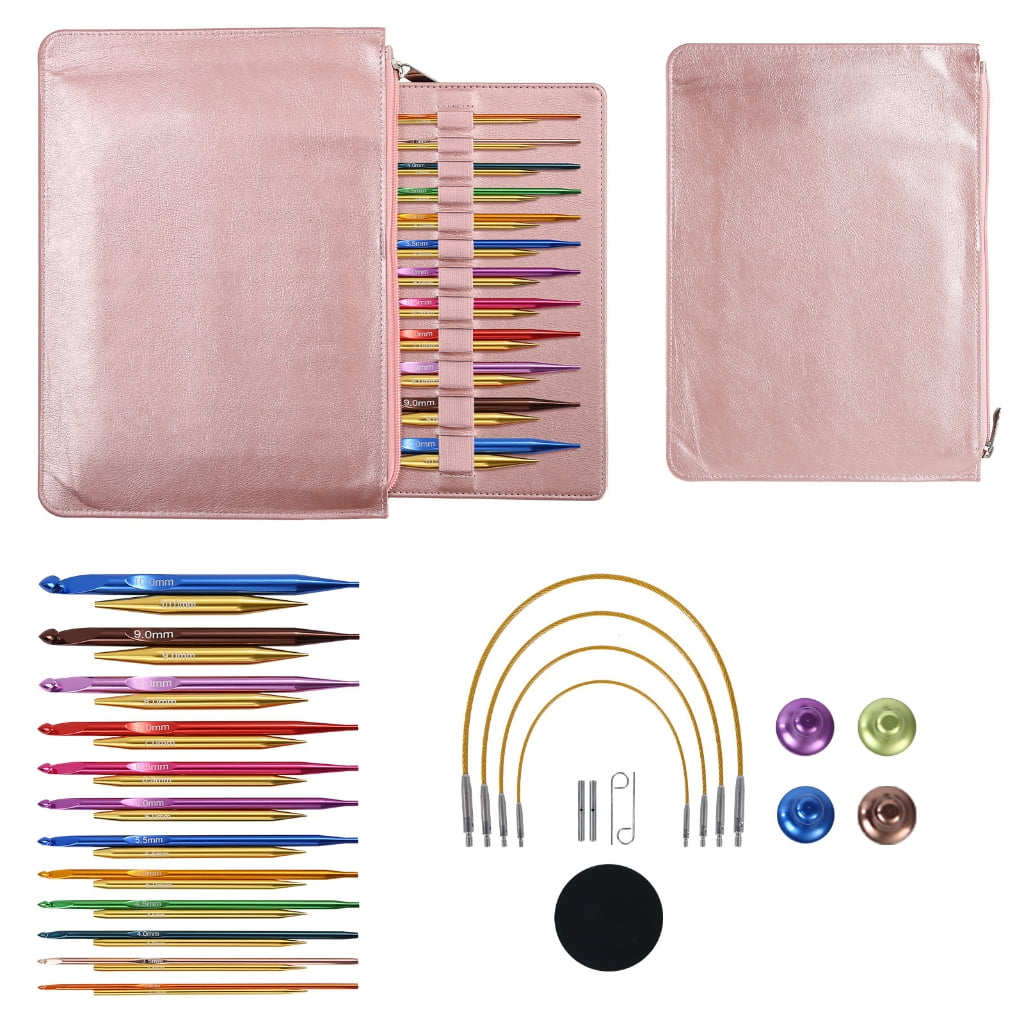 Zeiwohndc 12Pairs Interchangeable Aluminum Tunisian Crochet Hook Set for Sweater Blanket