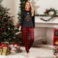 thumbnail image 5 of Yuaguia Family Christmas Matching Pajamas Set, Wish You a Merry Christmas Tree Letter Print Long Sleeve Tops and Red Black Plaid Pants, Holiday Sleepwear, Women 3XL, 5 of 5