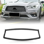 Front Grille Grill Trim Overlay Cover for 18 19 20 Infiniti Q50 All Models Gloss Black